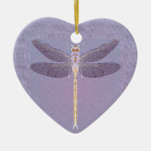 Ornamento De Cerâmica Violet Dragonfly Ornament