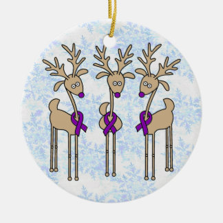 Ornamento De Cerâmica Violet Ribbon Reindeer (Linfoma de Hodgkin)