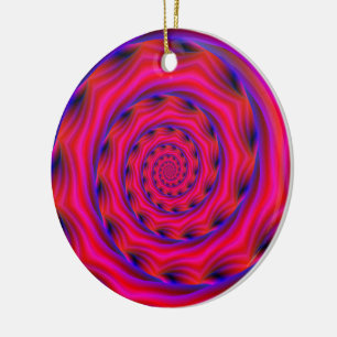 Ornamento De Cerâmica Violeta Vermelha e Espiral Azul