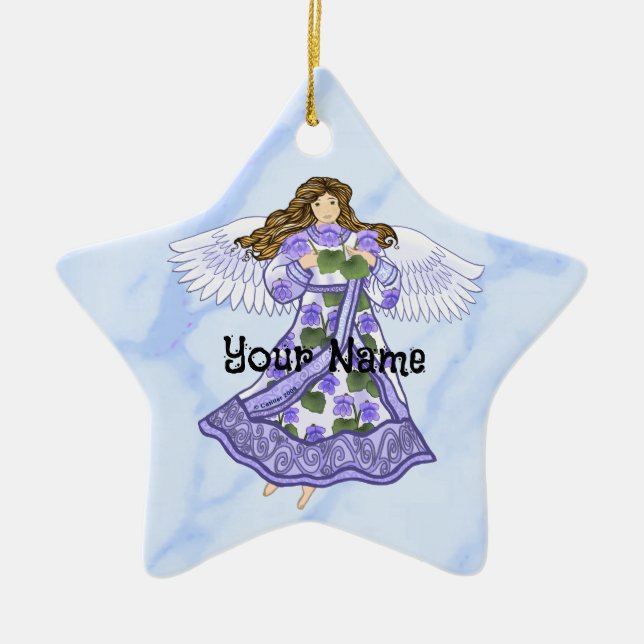 Ornamento De Cerâmica Violets Angel star (Frente)