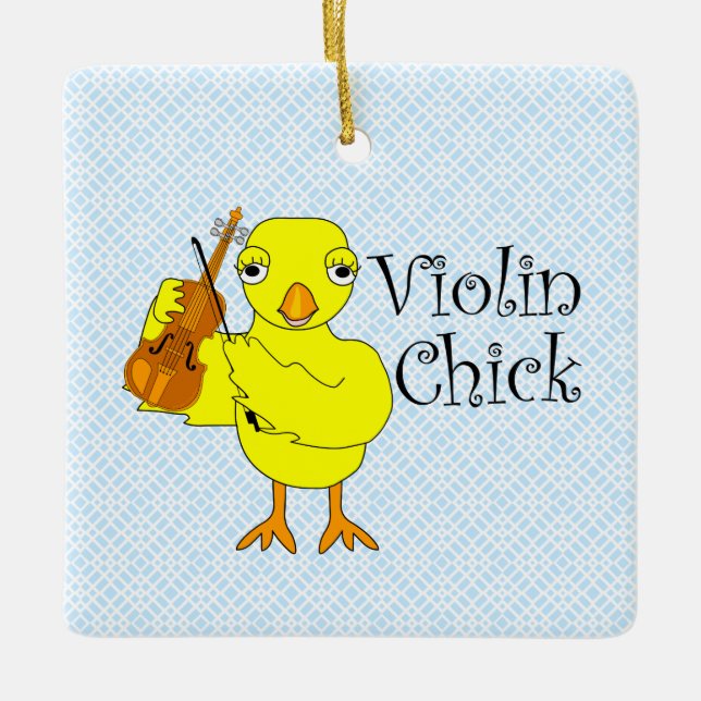 Ornamento De Cerâmica Violin ChickText (Frente)
