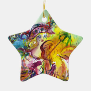 Ornamento De Cerâmica VIOLINISTA ARLECCHINA / Noite de Carnaval venezian
