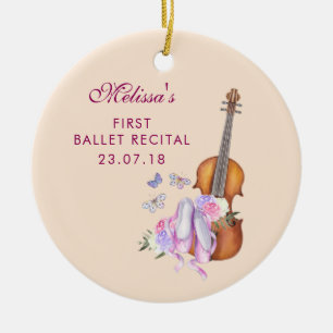 Ornamento De Cerâmica Violino, Calçados Balés e Borboletas Balé Consider