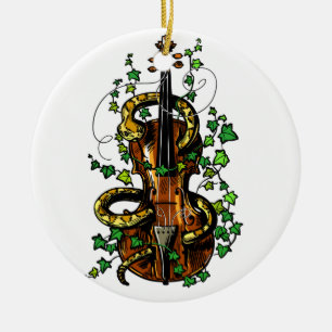 Ornamento De Cerâmica Violino e cobra