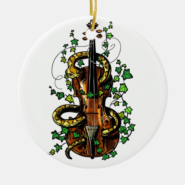 Ornamento De Cerâmica Violino e cobra (Frente)