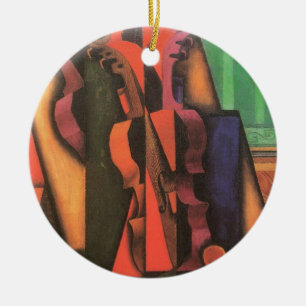 Ornamento De Cerâmica Violino e Violão de Juan Gris, Vintage Cubism Art