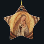 ORNAMENTO DE CERÂMICA VIRGEM COM ESTRELA DE RUBY DOURADA E VERMELHA PARA<br><div class="desc">Espiritual e clássico obra-prima Renascentista do pintor flamengo Quentin Massys em cores vibrantes marrom,  branco,  amarelo-ouro. Óleo em madeira com folha de ouro.</div>