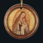 ORNAMENTO DE CERÂMICA VIRGEM COM RUBY DOURADO E VERMELHO PARA CRIANÇAS<br><div class="desc">Espiritual e clássico obra-prima Renascentista do pintor flamengo Quentin Massys em cores vibrantes marrom,  branco,  amarelo-ouro. Óleo em madeira com folha de ouro.</div>