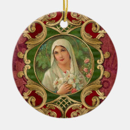 Ornamento De Cerâmica Virgem Religiosa de Natal Mary Vintage Elegante