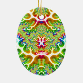 Ornamento De Cerâmica VIRGINIA ~ OVO LESTE ~ Fractal multicolorido ~