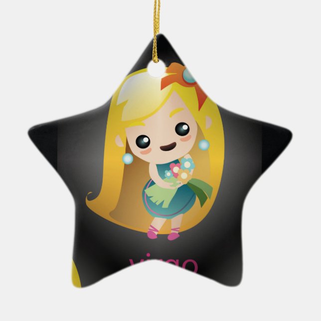 Ornamento De Cerâmica virgo kawaii (Frente)