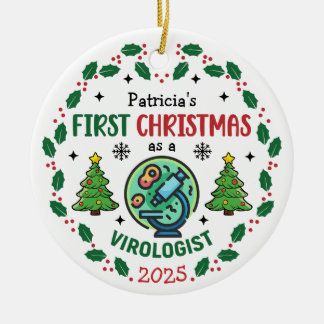 Ornamento De Cerâmica Virologista no Primeiro Natal Personalizado