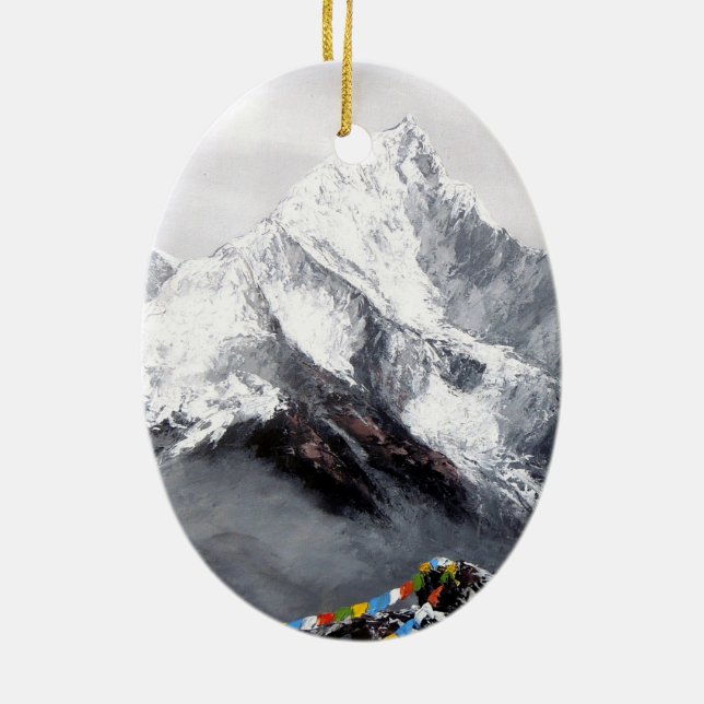 Ornamento De Cerâmica Visão Panorâmica Da Montanha Everest (Verso)