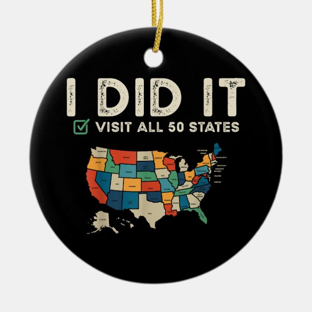 Ornamento De Cerâmica Visited All 50 US States - USA Map Travel - Visit  (Frente)