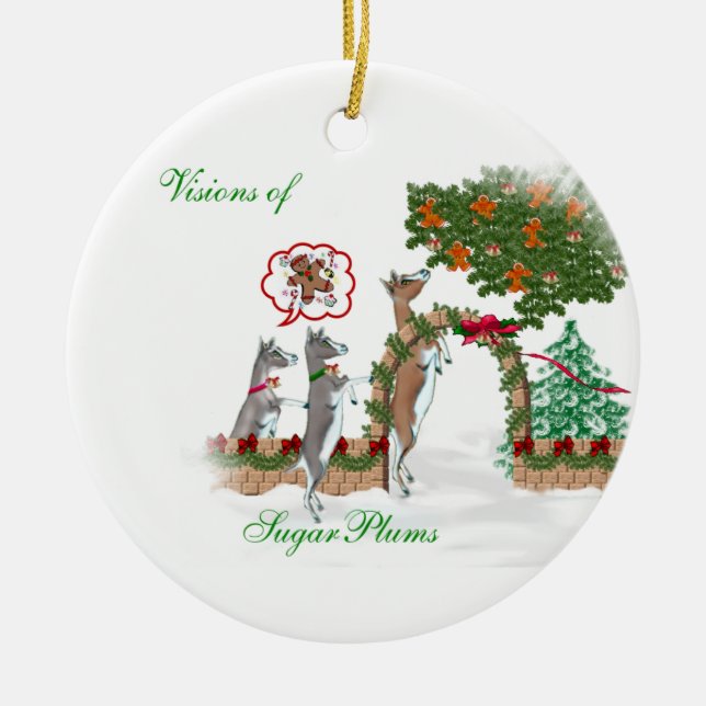 Ornamento De Cerâmica Visões de AçúcarAmeixas de Natal (Frente)