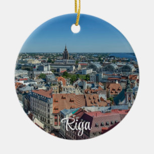 Ornamento De Cerâmica Vista da cidade antiga de Riga de cima