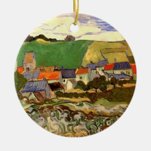 Ornamento De Cerâmica Vista de Auvers, Vincent van Gogh. Feliz aniversár