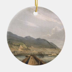 Ornamento De Cerâmica Vista de Gibraltar, gravada por Thomas Sutherland