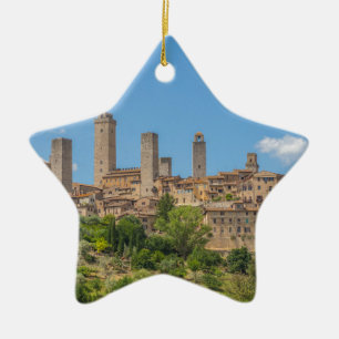 Ornamento De Cerâmica Vista panorâmica de San Gimignano Toscana Itália