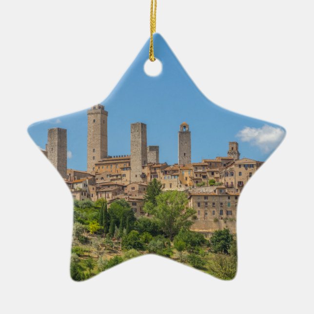 Ornamento De Cerâmica Vista panorâmica de San Gimignano Toscana Itália (Frente)