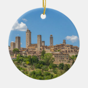 Ornamento De Cerâmica Vista panorâmica de San Gimignano Toscana Itália