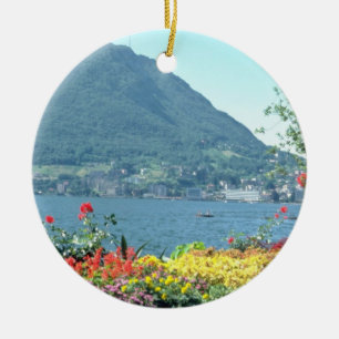 Ornamento De Cerâmica Vistas alaranjadas de jardins públicos, Lugano,