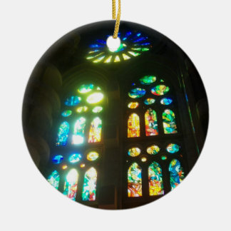 Ornamento De Cerâmica Vitral alaranjado e azul