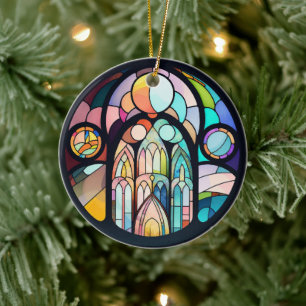 Ornamento De Cerâmica Vitral de Catedral de Natal Foto