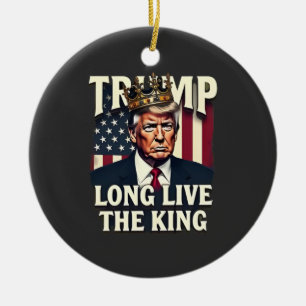 Ornamento De Cerâmica Viva o Rei Trump Pró-Trump Patriótico