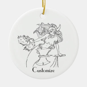 Ornamento De Cerâmica Vivendo a Mermaid Warrior Thunder_Cove