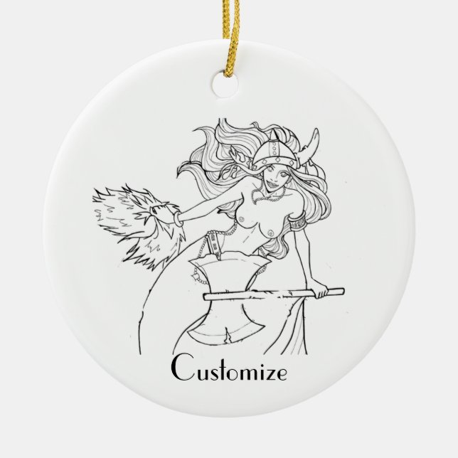 Ornamento De Cerâmica Vivendo a Mermaid Warrior Thunder_Cove (Frente)