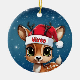 Ornamento De Cerâmica Vixen Baby Deer, Fawn, Doe, Reindeer 🦌🎄