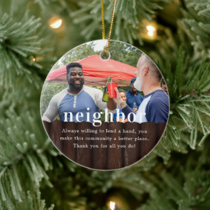 Ornamento De Cerâmica Vizinho Presente de Natal com Foto Sentimental