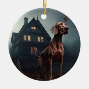 Ornamento De Cerâmica Vizsla Halloween Assustador