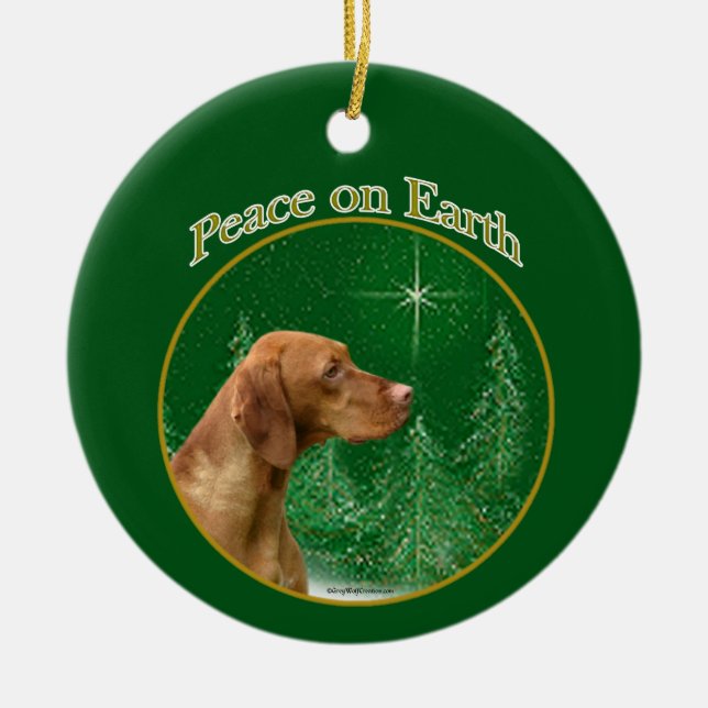 Ornamento De Cerâmica Vizsla Peace (Frente)