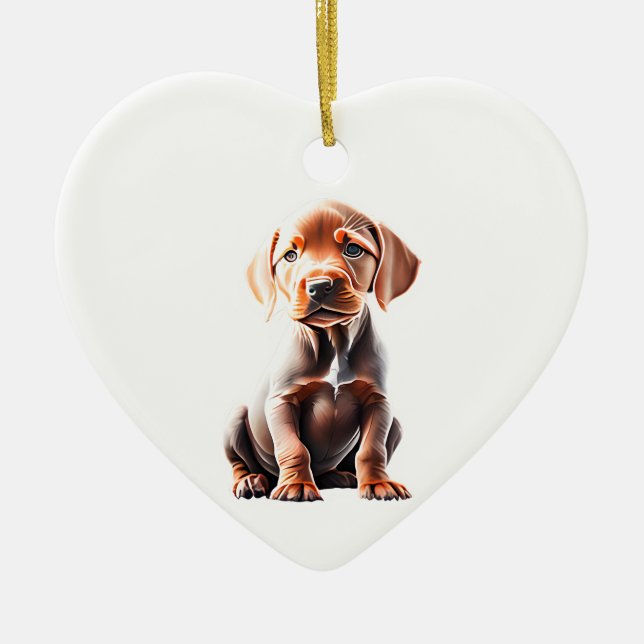 Ornamento De Cerâmica Vizsla Puppy Personalizado (Frente)