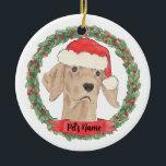 Ornamento De Cerâmica Vizsla Viszla Personalizada<br><div class="desc">Façam a lista legal este ano com um ornamento personalizado do seu doce vizsla!</div>