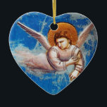 ORNAMENTO DE CERÂMICA VOANDO EM AZUL EM ÂNGULOS DE NATAL.VOO PARA O EGIT<br><div class="desc">Lenda da Rua Joachim e Voo para o Egito,  Detalhes do anjo da Cappella Scrovegni Giotto di Bondone 1267 - 1337. obra-prima de arte italiana medieval, </div>