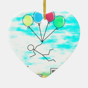 Ornamento De Cerâmica Voando Sobre A Cidade Com Balões