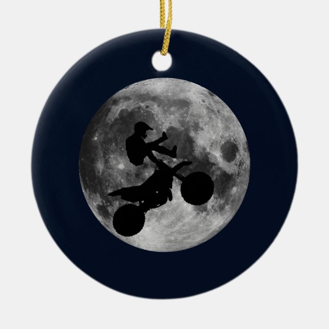 Ornamento De Cerâmica Voar altamente (motocross) (Frente)