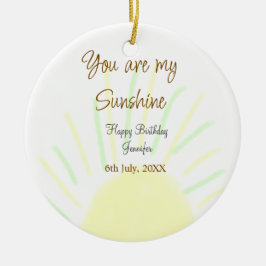 Ornamento De Cerâmica Você é meu aniversário de pastel amarelo sunshine