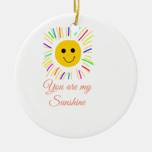 Ornamento De Cerâmica você é meu raio solar amarelo alaranjado raios sol