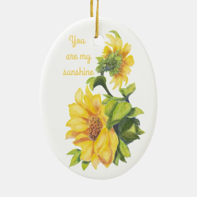 Ornamento De Cerâmica Você é minha citação floral Sunshine Sunflower (Verso)