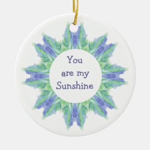 Ornamento De Cerâmica "Você é o meu Sol!" Aquarela de Cotação de Amor
