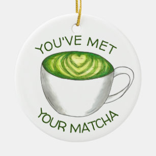 Ornamento De Cerâmica Você encontrou seu jogo Matcha Green Tea Latte Lov