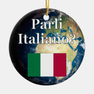 Ornamento De Cerâmica Você fala italiano? em italiano. Sinalizador e Ter
