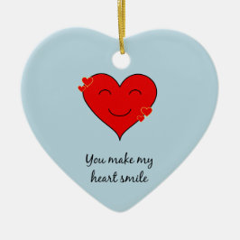 Ornamento De Cerâmica Você faz meu coração sorrir de azul
