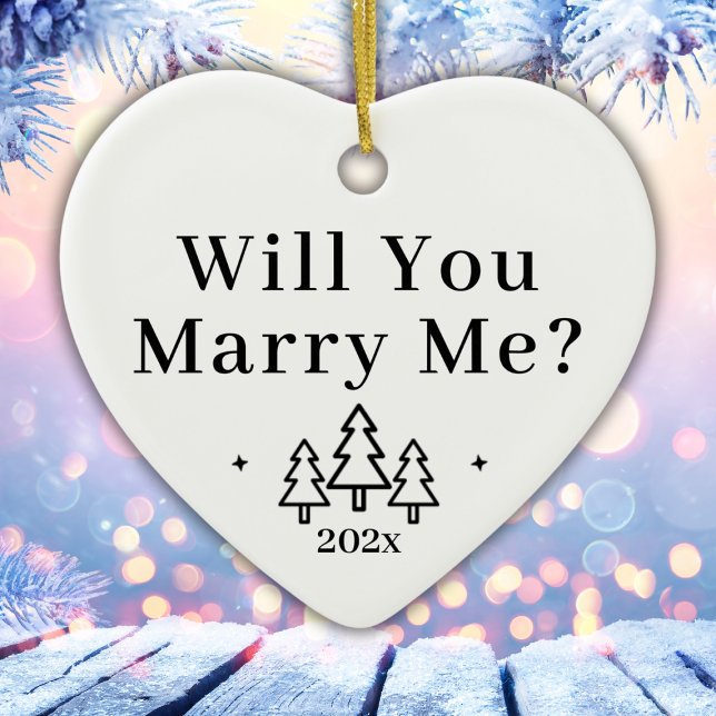 Ornamento De Cerâmica Você me Casado a proposta de Casamento no inverno (Will You Marry Me Winter Wedding Proposal Ceramic Ornament
)