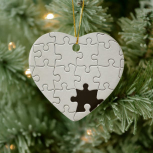 Ornamento De Cerâmica Você Me Completa Jigsaw Romântico Preto e Branco