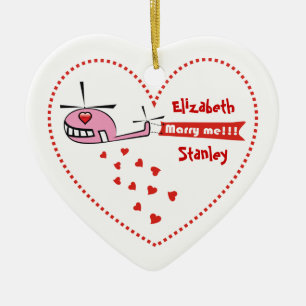 Ornamento De Cerâmica Você vai me casado? Amor de helicóptero dia de os